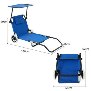 เก้าอี้ชายหาด HOMFUL 2-in-1 แบบมีล้อพับได้ พร้อมหลังคาบังแดด - Product Image 5