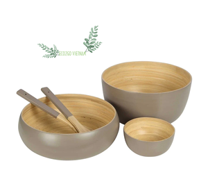 Saladier en bambou de haute qualité et bon marché avec 2 ustensiles de service/bol en bambou filé Vietnam du fabricant Eco2go Vietnam - Product Image 6