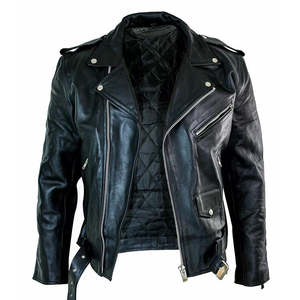 Veste en cuir de moto pour homme, respirante, personnalisée, brodée, neuve, en cuir de buffle véritable, style noir, motard, qualité supérieure - Product Image 1