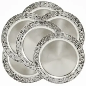 Assiette de service au design élégant pour la maison, l'hôtel, le restaurant et la vaisselle, assiette de service en métal argenté, assiette de présentation - Product Image 5
