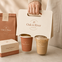 Support à 2 gobelets personnalisé AT PACK avec logo pour les cafés, solution d'emballage pour les boissons à emporter