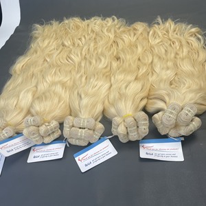 Extensions de cheveux vierges vietnamiens 100% double drawn, ondulés naturels, couleur blonde, en trame - Product Image 4