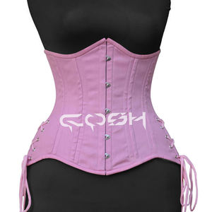 Corsé de Algodón Rosa Personalizado con Diseño de Lazos en la Cadera |    Corsé de algodón con tiras en la cadera - Product Image 5