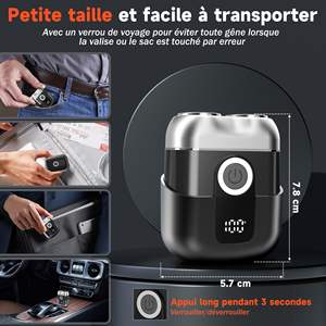 Mini rasoir électrique gris pour hommes avec écran LED, étanche, silencieux, portable, IPX7, pour le visage, lames remplaçables, lavable - Product Image 2