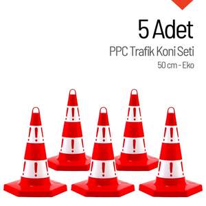 5 cônes de signalisation écologiques en PVC et HDPE de 50 cm, barrières de sécurité routière sans poids, cônes d'avertissement et de sécurité routière - Product Image 5