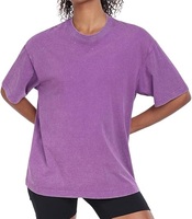 T-shirt vintage surdimensionné à épaules tombantes en coton 100% lourd, lavage à l'acide, coupe ample et allongée, t-shirts pour femmes grandes tailles