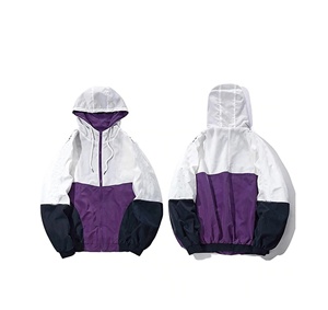 OEM al por mayor de nylon impermeable chaqueta de verano con cremallera larga Casual gimnasio Fitness estilo con puños elásticos de piel de talla grande cortavientos para hombre - Product Image 1