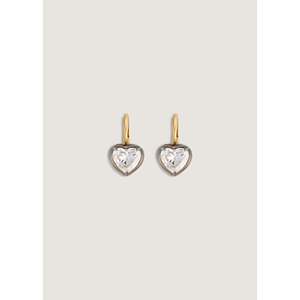 Rosette Black Rhodium Heart Shaped Diamond <b>Earrings</b> - Product Image 1