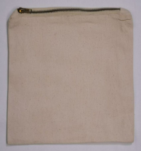 Sac à fermeture éclair en toile de coton naturel recyclé écologique, logo personnalisé imprimé, doux, élégant, facile à transporter, fermeture éclair dorée - Product Image 1