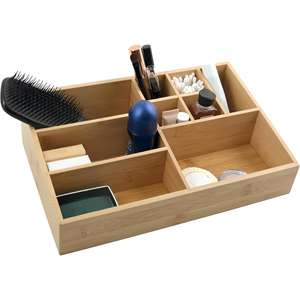 MSV - 10 Compartment <b>Makeup</b> Organizer - ISALYS Range - Natural Bamboo - Multifunctional <b>Storage</b> <b>Box</b> for Cosmetics and - Product Image 3