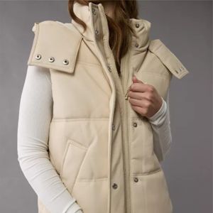 Chaleco Acolchado Neutral con Capucha para Mujer, Cómodo y de Algodón |   Chaqueta sin Mangas a la Moda para Uso en Exteriores - Product Image 5