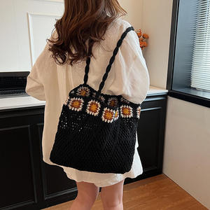 Bolso de hombro de punto hueco informal para mujer, de gran capacidad, sin forro, de tela, novedad 2025, ligero, para ocio y viajes, para todas las estaciones - Product Image 4