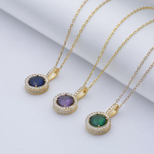 Forma redonda amatista CZ Piedras Encanto collar turco hecho a mano venta al por mayor 925 joyería de plata esterlina - Product Image 6