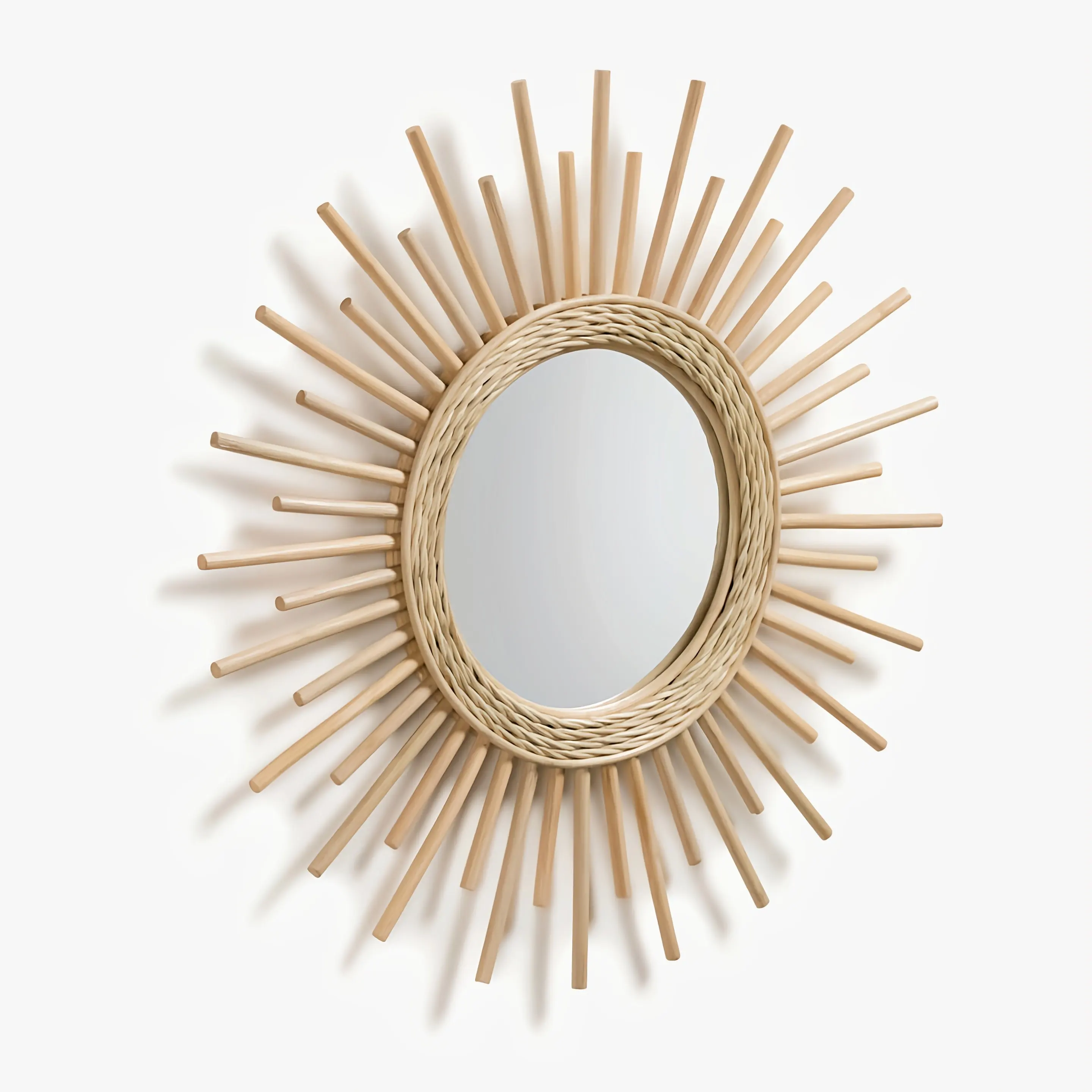 Latest Arrival Natural Handmade rattan vanity makeup mirror decorative mirror round wall mirror