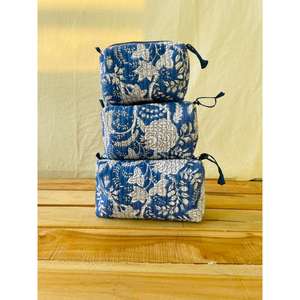 Juego de Bolsas Bohomin Bag Artisan, 3 Piezas, Bolsas de Algodón Azul Rey, Estampadas a Mano, Vintage, Ecológicas, Impermeables, con Cordón - Product Image 1