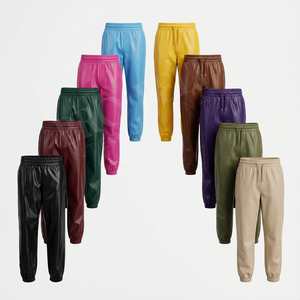 Pantalon de survêtement en cuir d'agneau sur mesure pour femmes, taille élastique, coupe décontractée, doux, décontracté, confortable, pantalon en cuir ajusté - Product Image 1