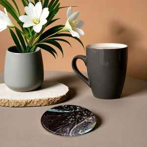 Juego de Posavasos de Mármol Negro Hechos a Mano, Posavasos Artísticos con Pintura de Mármol, Regalo de Navidad - Product Image 1