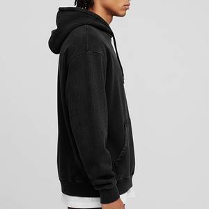 Sweat à capuche lourd avec applique pour homme, 100% coton, respirant, couleur unie, décontracté, polaire, avec poche - Product Image 4