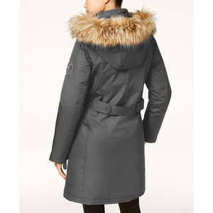 Giacca Invernale Antivento con Cappuccio e Bordo in Pelliccia Sintetica Grigia per Ragazze Madden, Taglia Piccola - Product Image 2