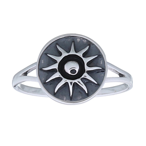 Anillo vintage de plata 925 oxidado diseño de rayos de sol artístico grande para ropa de fiesta - Product Image 2