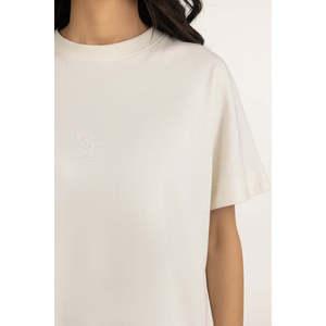 Women's Relax Fit Top WM-KTP-WS25-109 Cotton Jersey Breathable Casual <b>Bow</b> Collar Tee OEM ODM Manufacturer Pakistan - Product Image 6