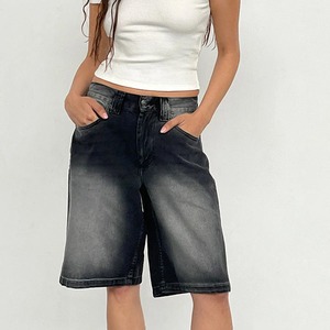 女性用ジーンズショーツY2kルーズデニムバギーバミューダショーツライズワイドレッグ2025流行のカジュアルな夏用デニムショーツ - Product Image 5
