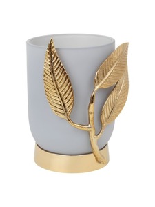 Jarrón de metal pequeño con acabado azul Elite con diseño de patrón de hojas Pieza decorativa de lujo para hogares modernos Oficinas y mesas de comedor - Product Image 3