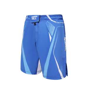 GREEN HILL 2023 Nuevos Shorts Azules de MMA, Ropa Deportiva Personalizada de Seda para Lucha y Boxeo, Técnica de Sublimación Lavada, Esencial para el Entrenamiento - Product Image 3