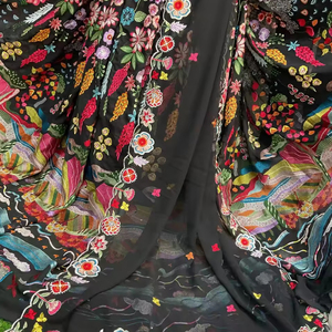 ผ้าจอร์เจตต์ลายปักดิ้น ผ้ากำมะหยี่ลายสก็อต ผ้าทอสำหรับงานแต่งงาน ผ้าถักเคลือบลายดอกไม้ ผ้าวิสโคสสำหรับชุดทำงาน - Product Image 1