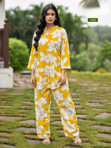 Conjunto de diseñador de rayón pesado ligero suave e informal para uso en fiestas de chicas universitarias de oficina - Product Image 2