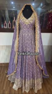 Nouvelle conception exclusive de salwar kameez long en soie artificielle et modal pour femmes, semi-cousu, avec dupatta, pour les fêtes, en 2024 - Product Image 5