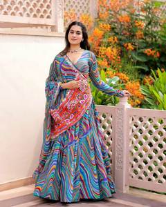 High Quality Pure <b>Cotton</b> Navratri Chaniya Choli with Full Stitched Embroidery <b>Viscose</b> Lehenga for Mehndi - Product Image 5
