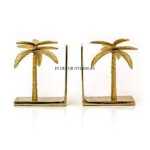 Patrón de moda Llegada Metal de calidad superior Diseñador de palmeras chapado en oro de alto grado y sujetalibros recubiertos de polvo de color blanco - Product Image 5