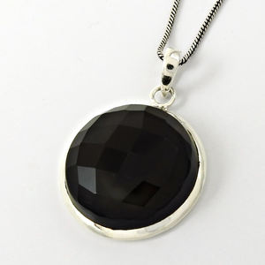 Colgante de piedras preciosas de ónix negro de corte facetado, colgante de plata 925 hecho a mano, collar de piedra única, suministro de abalorios, lote al por mayor - Product Image 1