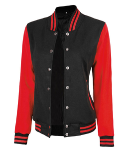 Veste universitaire en gros, nouvelle arrivée, tendance, vestes universitaires personnalisées pour femmes, col montant, design brodé, service OEM - Product Image 4