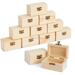 Unfinished <b>Wooden</b> Storage Boxes with Lid Blank Wood Chest <b>for</b> Jewelry Organizing <b>Crafts</b> Birthday Party Favors - Product Image 4