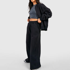 Conjunto Deportivo Casual de Dos Piezas para Mujer, Color Sólido, Precio al por Mayor, Servicio OEM, Sudadera y Pantalones Elásticos / Precio de Fábrica - Product Image 1