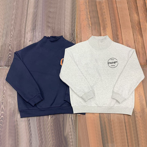 Sweat-shirts à col montant en coton mélangé sur mesure pour femmes, vente en gros par le fabricant, décontractés, respirants, à col haut - Product Image 3