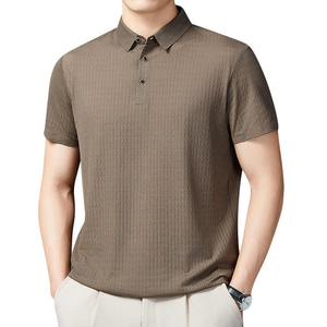 T-shirt décontracté pour homme, design tendance, été, lavage à l'acide, 100% soie dobby, coupe classique, séchage rapide, manches courtes élastiques, couleur unie - Product Image 1