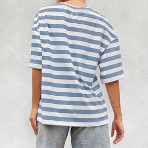 MOQ bajo, camisetas de manga corta para mujer, buena calidad, ropa de verano en blanco liso con cuello redondo, camiseta para mujer a la venta, servicio OEM personalizado - Product Image 3