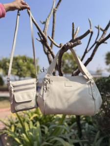 Ensemble de deux sacs en cuir véritable : sac fourre-tout et sac bandoulière, sac élégant, vente flash, sacs de créateurs uniques pour femmes, multi-usages - Product Image 2