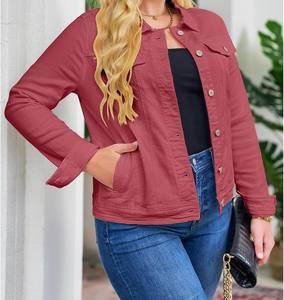 Veste en jean XS personnalisée pour femmes avec logo Manteau en denim de coupe décontractée de style streetwear tendance teint uni prix de gros - Product Image 1