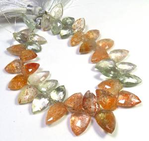 ลูกปัดซันสโตนสีส้มอมเขียวธรรมชาติ ขนาด 7 นิ้ว แบบแฟนซี ขนาด 10.5-14 มม. อเมทิสต์แอฟริกันทรงเหลี่ยมหลายเหลี่ยม มอยส์ซาไนต์ ลูกปัดหลวมสำหรับงาน DIY - Product Image 1