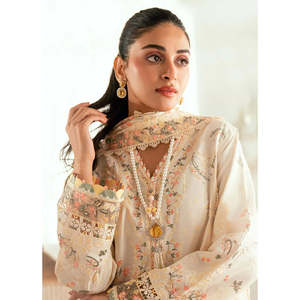 Conjunto de Traje de Verano 2026 para Mujer QALAMQAR de 3 Piezas: Camisa Transpirable Bordada en Tela de Césped, Dupatta Bordada en Tela Khaadi y Pantalones BIC-4653 - Product Image 2