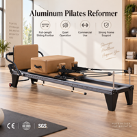 Reformer Pilates Aluminium Hitam Tahan Lama, Laris untuk Penggunaan Studio, Dilengkapi Footbar yang Dapat Disesuaikan
