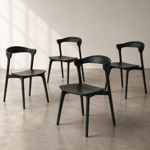 Modern <b>Black</b> Teak Dining <b>Chair</b> Solid Wood for Hotel Restaurant Outdoor Home Furniture - Product Image 1
