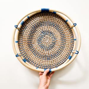 Bandeja de lujo hecha a mano con fibra de algas marinas, organizadores de cocina para el hogar, bandejas de paja de algas marinas tejidas a mano - Product Image 6