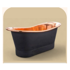 Bañera Rectangular Independiente de Cobre, Lujosa, Hecha a Mano, Clásica, Acabado en Esmalte Negro/Brillo de Cobre, Marca Privada, ODM, OEM - Product Image 1