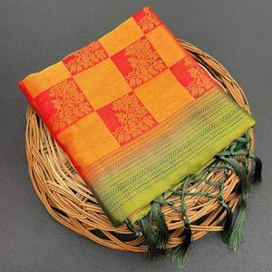 Sari de seda Banarasi Katan suave y elegante con tejidos de hilo de plata y oro puro para bodas y fiestas para mujeres - Product Image 4