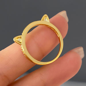 TIKTOK Animal Custom Name Graviert 925 Sterling Silber Ring Hot Selling Schöne Katzen ohr Rhodium 14 Karat vergoldete Haustiere Bänder - Product Image 5